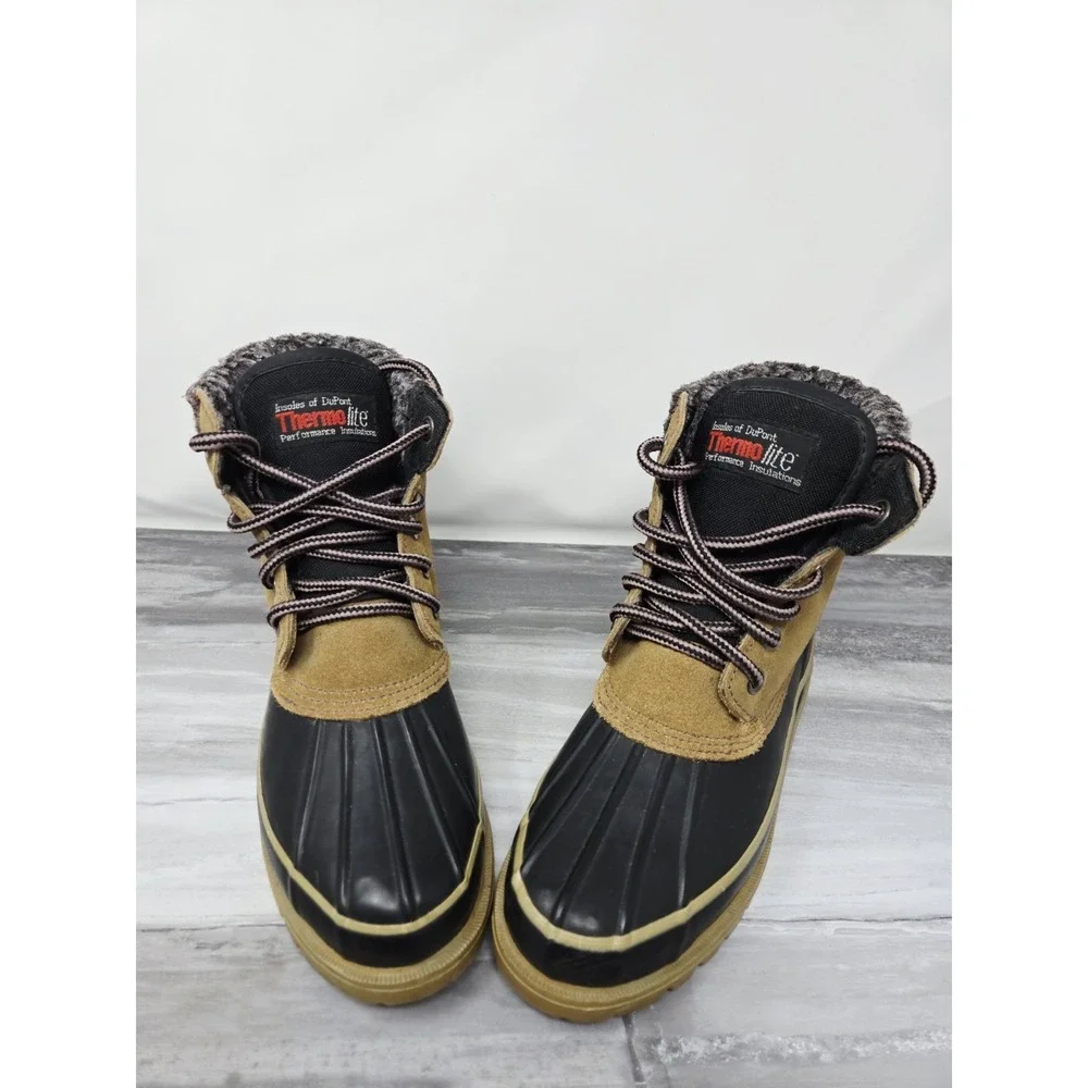 THERMOLITE Women's Tan Brown Duck Boots Suede Rubber Thermal Rated‎ SIZE 7